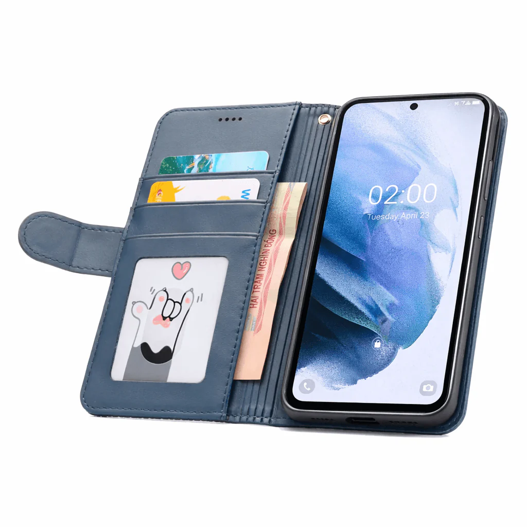Samsung Galaxy S24 FE Flip Wallet Case Cowhide Dot Pattern - Image 9