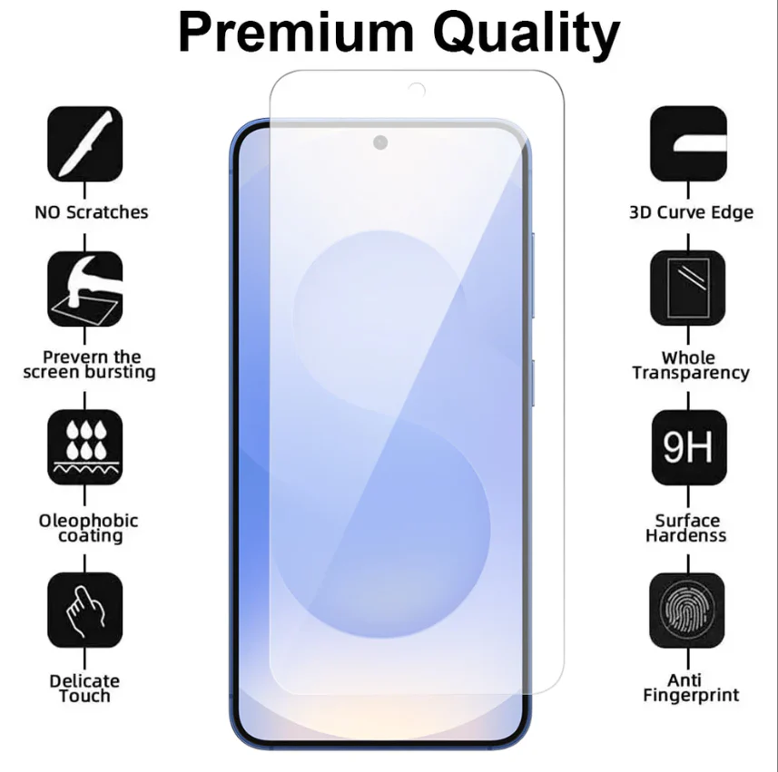 Samsung Galaxy S25 Plus Clear Tempered Glass Screen Protector – 9H Hardness - Image 2