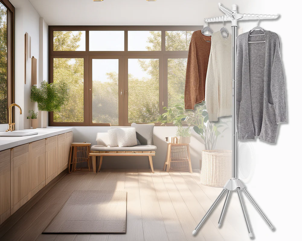 Space Saving Clothes Laundry Drying Rack - White - Image 11