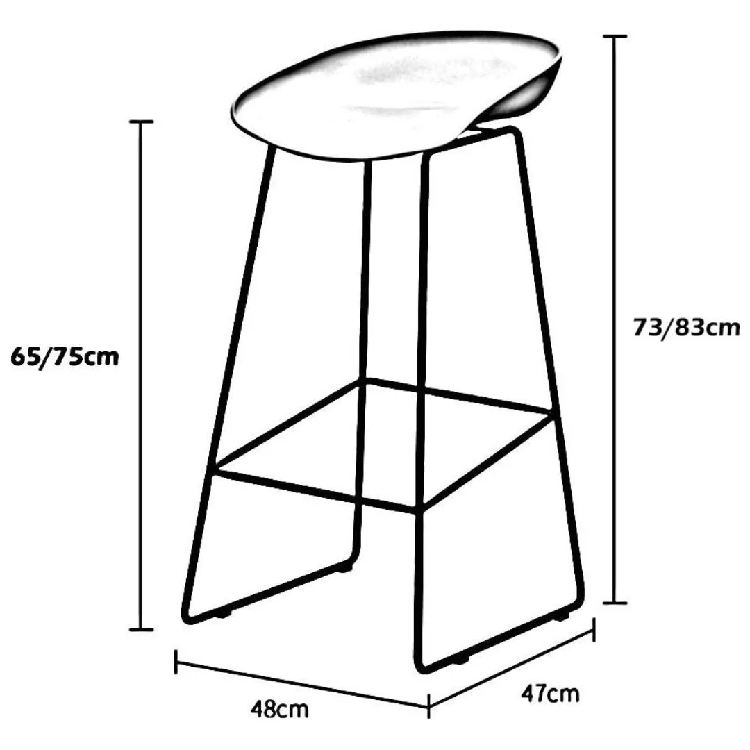 Set of 2 Modern Scandinavian Bar Stool Metal Leg BarStool - Image 2