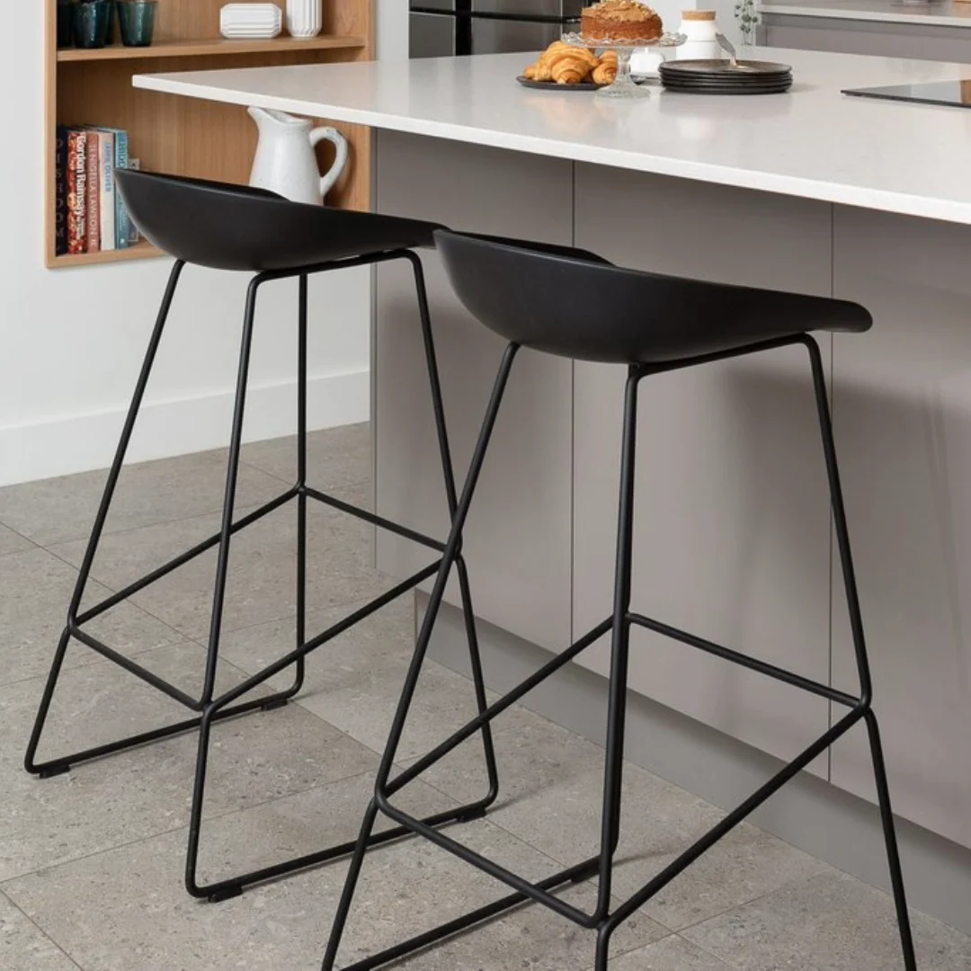 Set of 2 Modern Scandinavian Bar Stool Metal Leg BarStool - Image 6