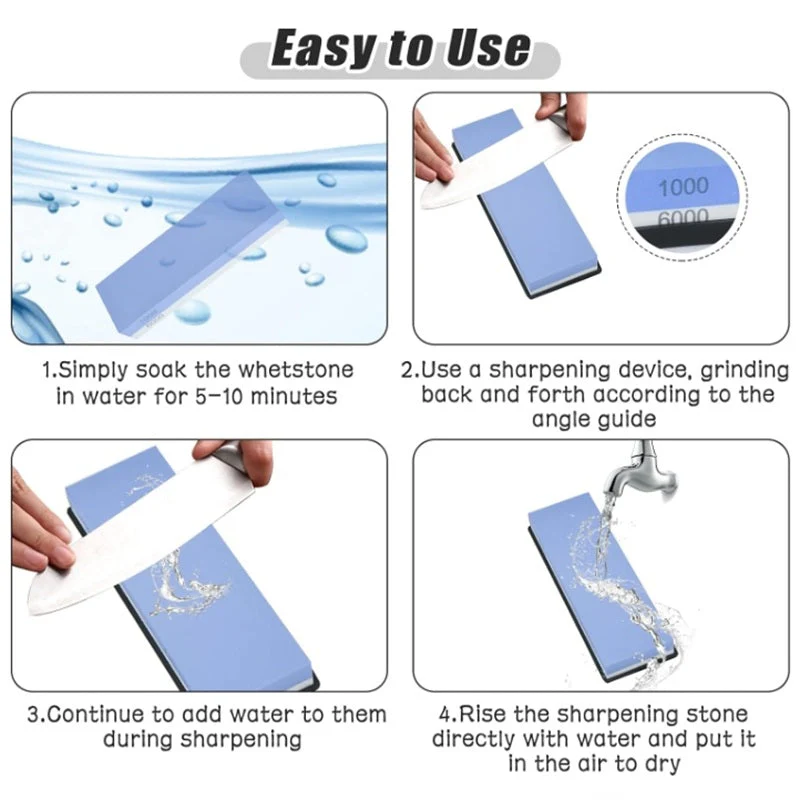 Sharp Pebble Premium Whetstone Knife Sharpening Stone 2 Side Grit 1000/6000 Waterstone - Image 5