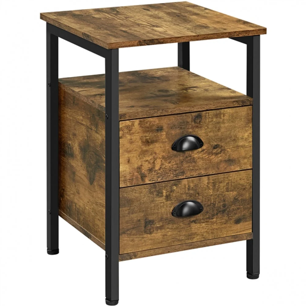 Side Table with 2 Drawers and Open Shelf - Image 2