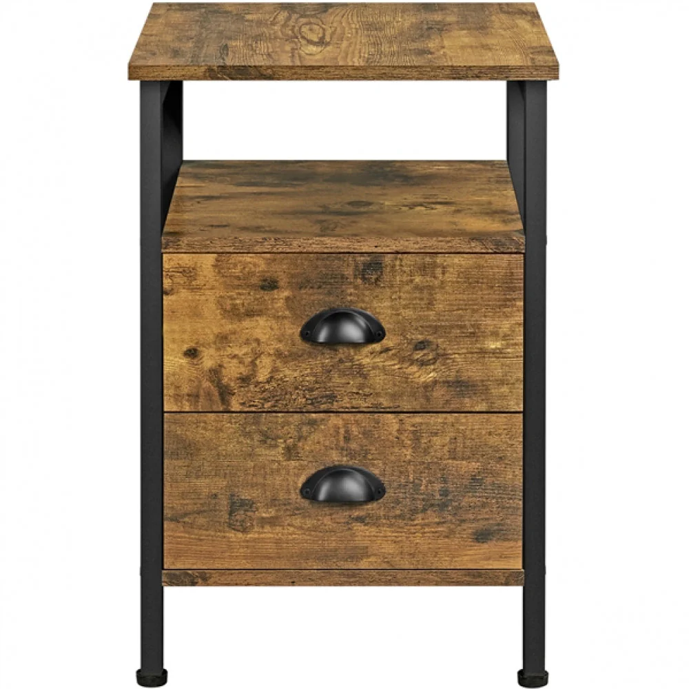 Side Table with 2 Drawers and Open Shelf - Image 4