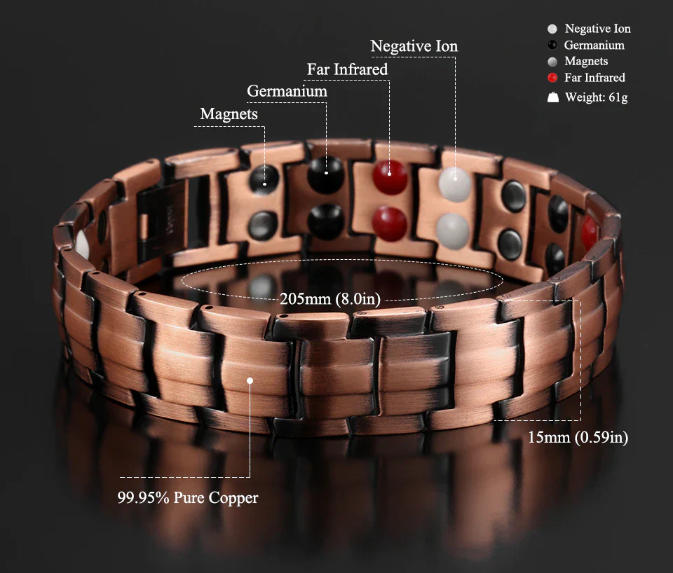 Silver Double Row Bio Elements Energy Germanium Bracelet - Image 19