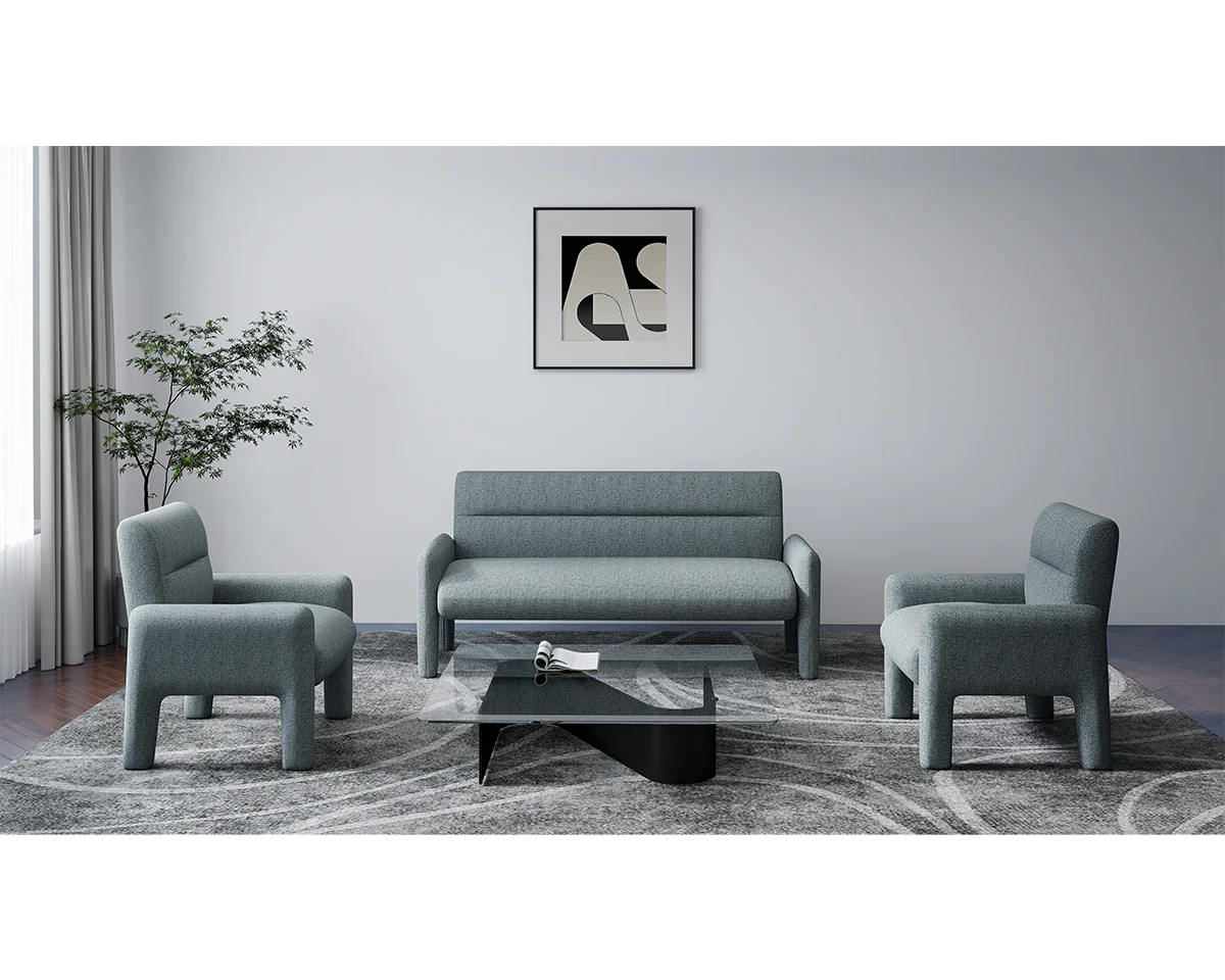 Sky Blue 3 Seater Sofa Modern Chenille KD Sofa for Living Room - Image 3