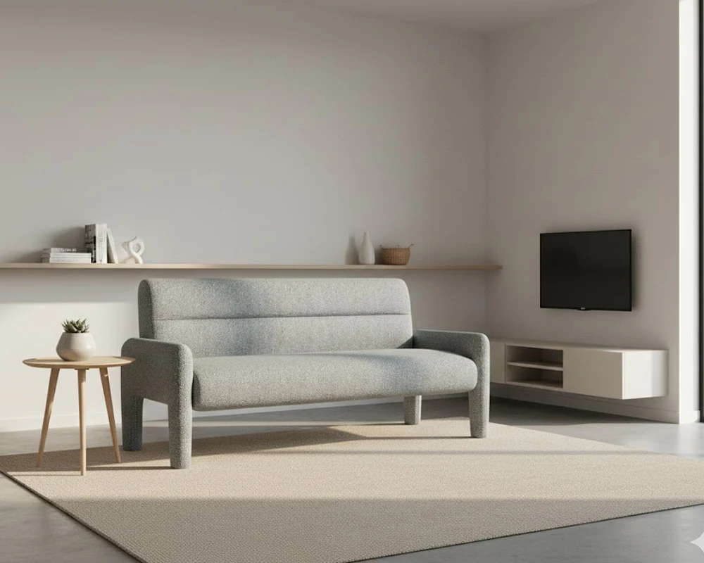 Sky Blue 3 Seater Sofa Modern Chenille KD Sofa for Living Room - Image 5