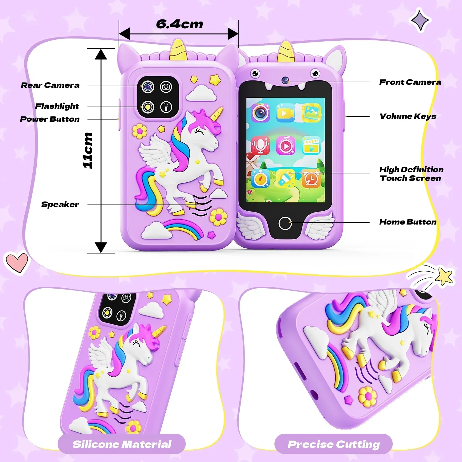 Smart Phone with 8GB Card & Holographic Pyramid 2.8"Touchscreen Learning Toy For Girl Boy - Image 9