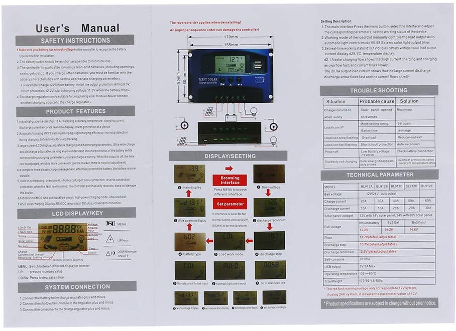 solar charge controller, 40A 12V-24V Auto Focus Tracking - Image 6