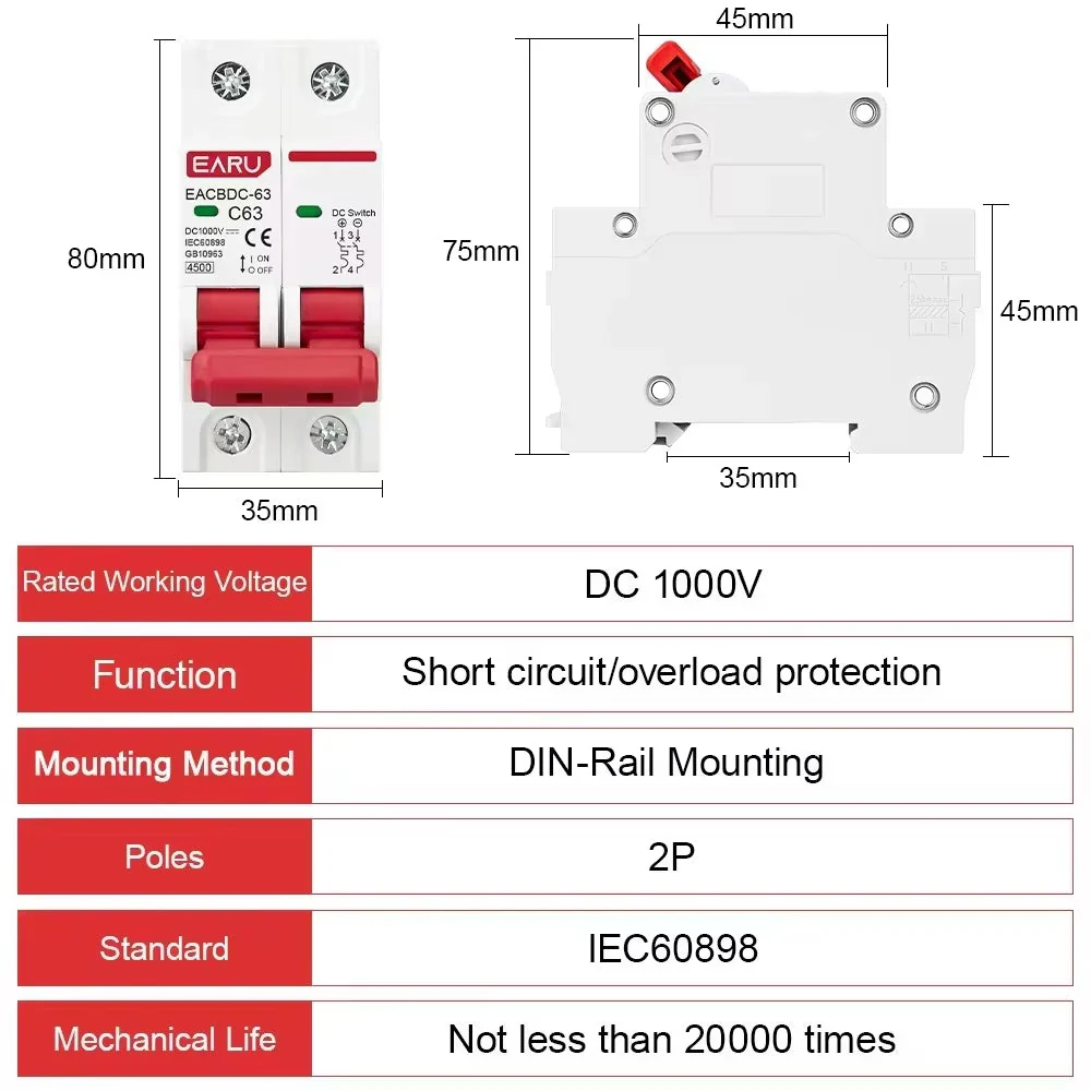Solar DC Circuit Breaker 63A - Image 2
