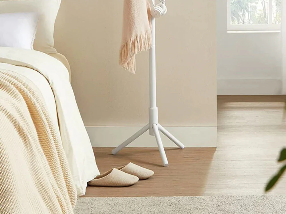 Solid Wood Coat Rack with 8 Hooks - White - Image 3