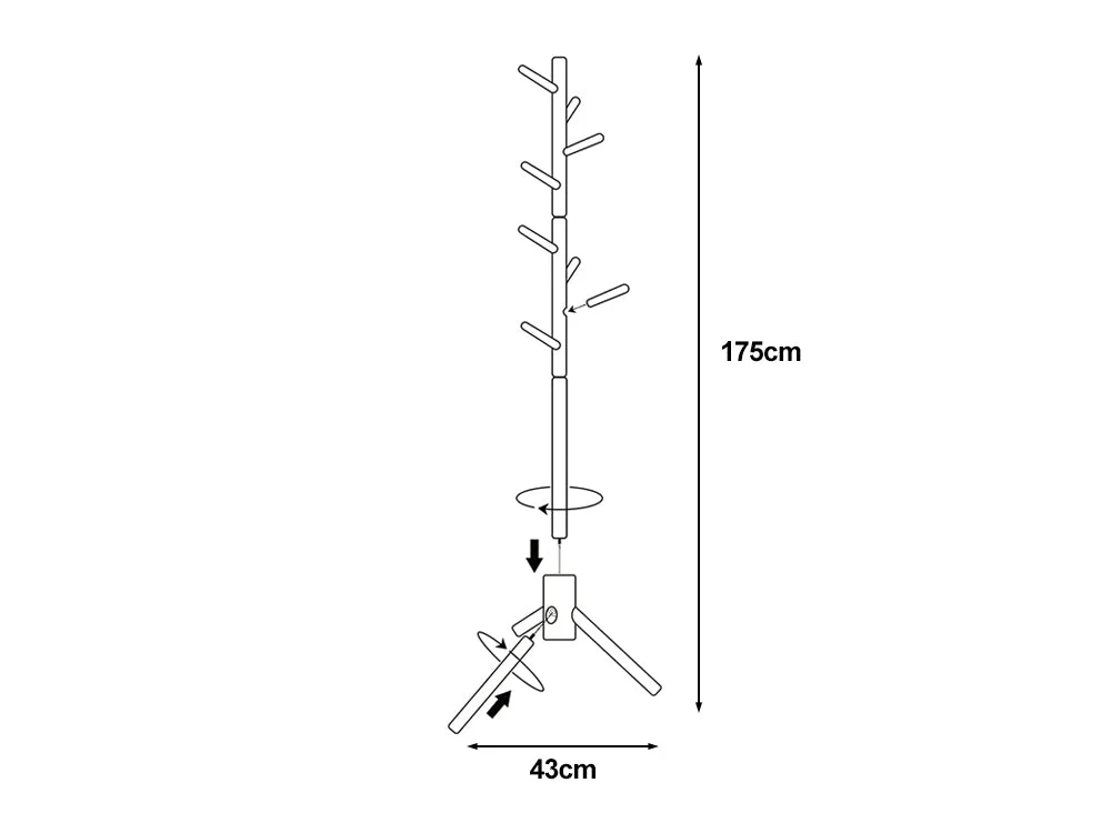 Solid Wood Coat Rack with 8 Hooks - White - Image 6