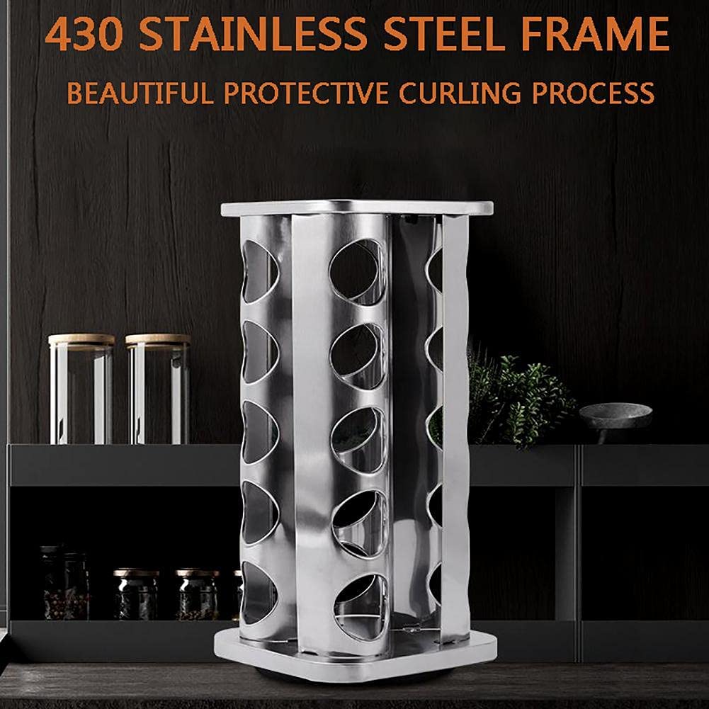 Spice Rack Stand Carousel Rotating Glass Round 20 Jars - Image 3