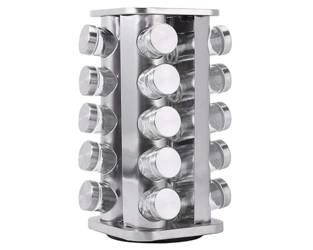 Spice Rack Stand Carousel Rotating Glass Round 20 Jars - Image 8