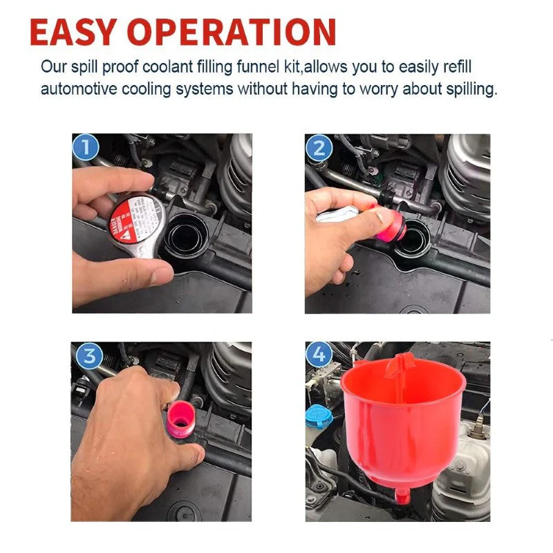 Spill Proof Car Radiator Coolant Filling Funnel Kit - Image 5