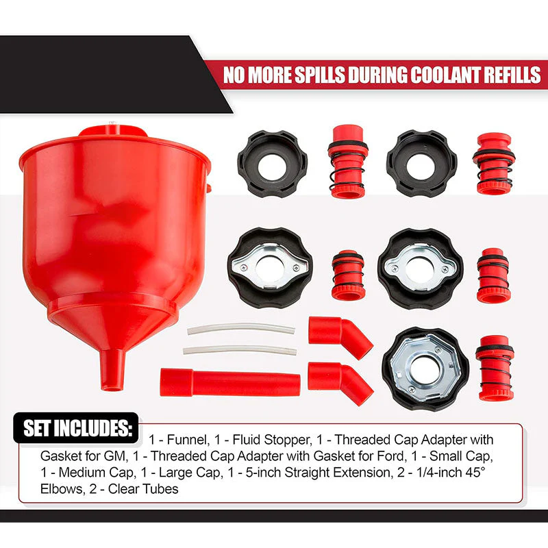 Spill Proof Car Radiator Coolant Filling Funnel Kit - Image 7