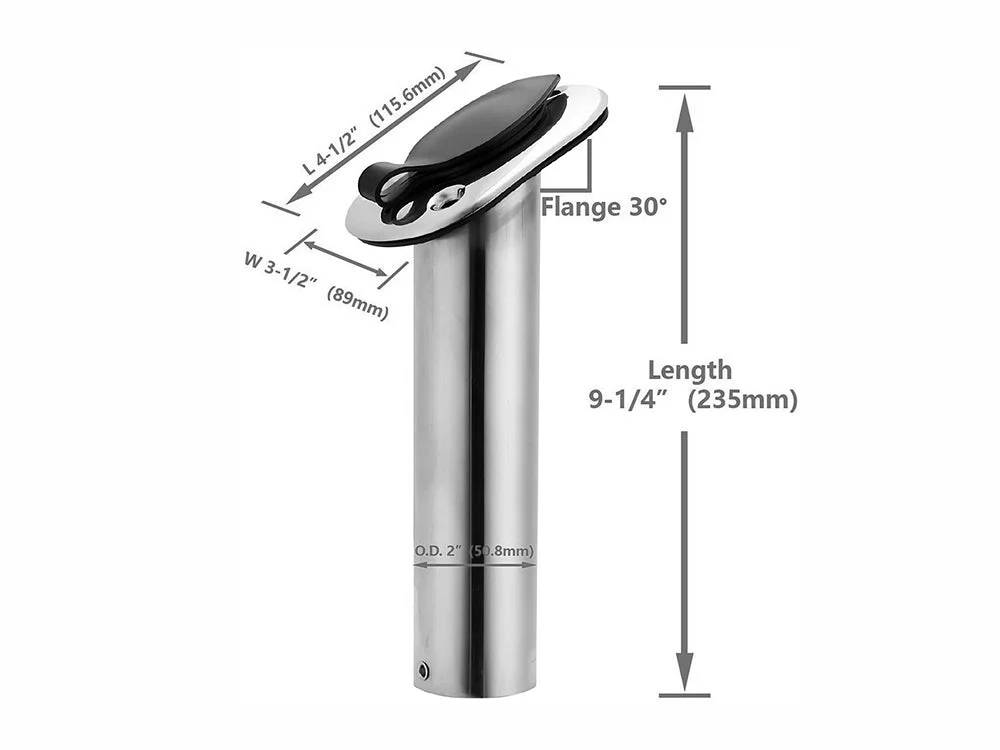 Stainless Steel 30 Degree Flush Mount Fishing Rod Holder - Image 6