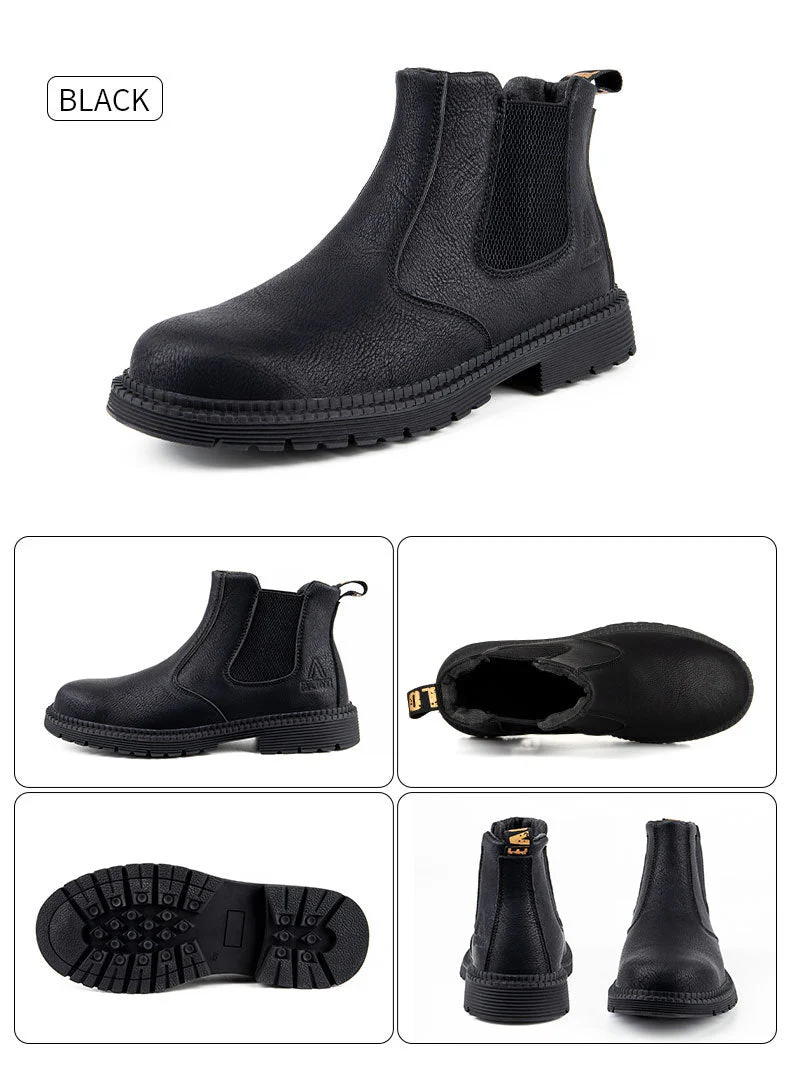 Steel Toe Work Shoes Slip On Safety Oiled Leather Boot Puncture Proof Soft Light - Image 12