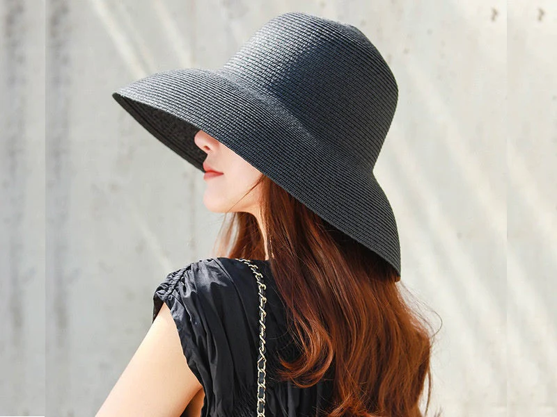 Sun Straw Hat Wide Brim Floppy Derby Summer Beach Cap WHITE