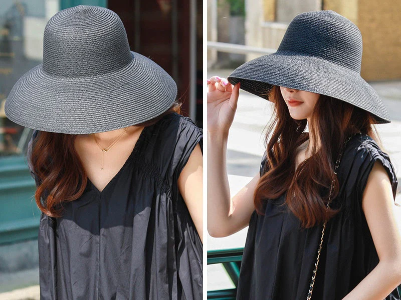 Sun Straw Hat Wide Brim Floppy Derby Summer Beach Cap WHITE - Image 2