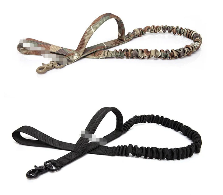 Tactical Dog Leash Heavy Duty 97-120cm Shock Absorbing Bungee with 2 Handle BK - Image 2
