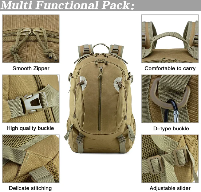 Tactical Motorcycle Backpack For Men Military 30L Travel Hiking Black - Image 6
