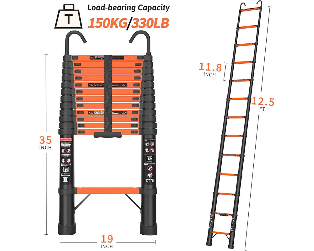 Telescopic Ladder 3.8m Aluminium Telescoping - Image 3