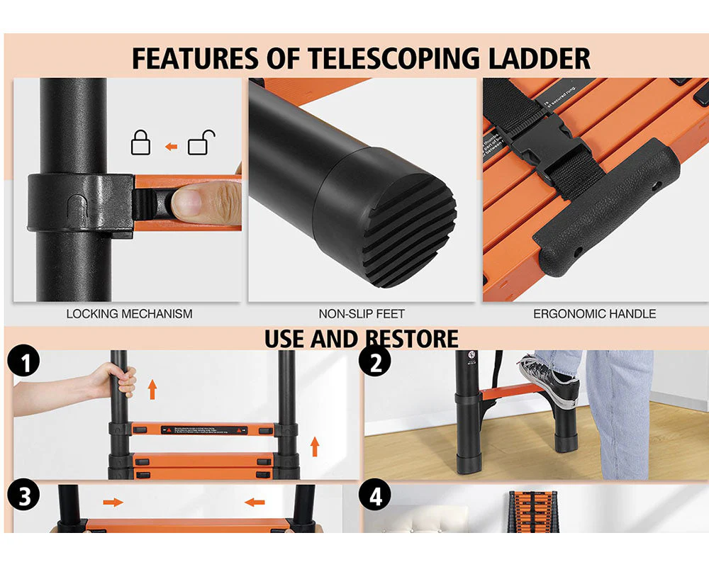 Telescopic Ladder 3.8m Aluminium Telescoping - Image 9