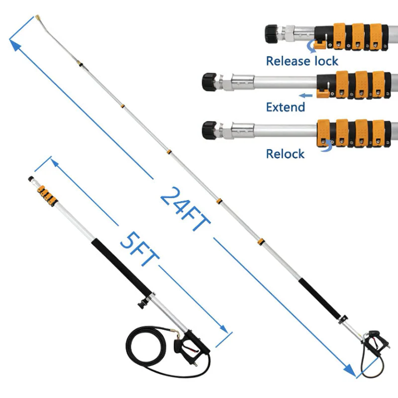 Telescoping Pressure Washer 7.3m Pole with Harness - Image 5