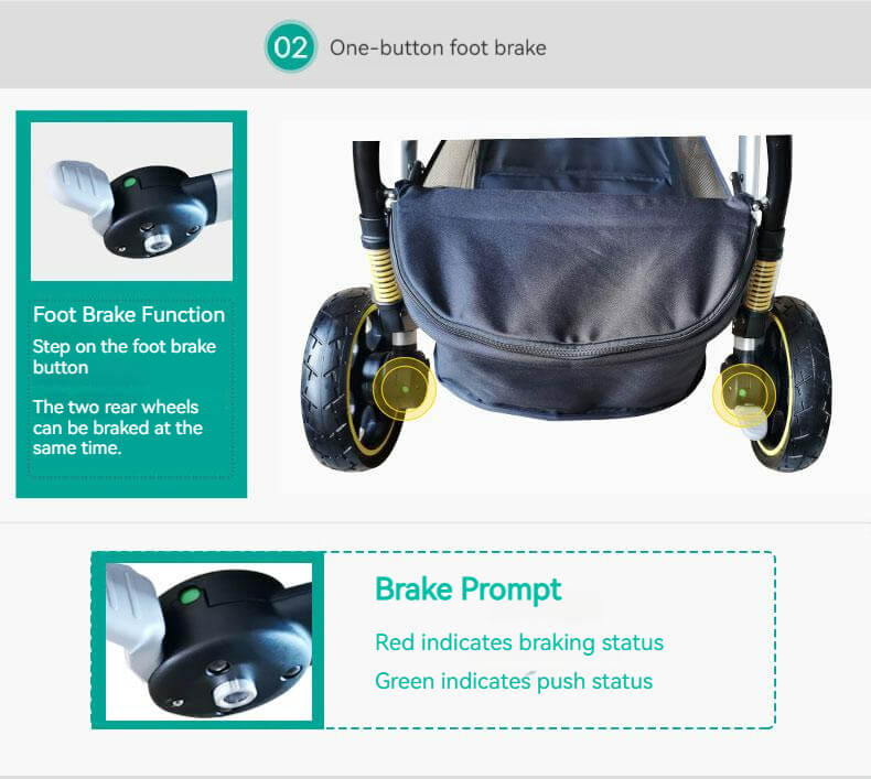 Three Wheels High Landscape Baby Stroller-Black - Image 19