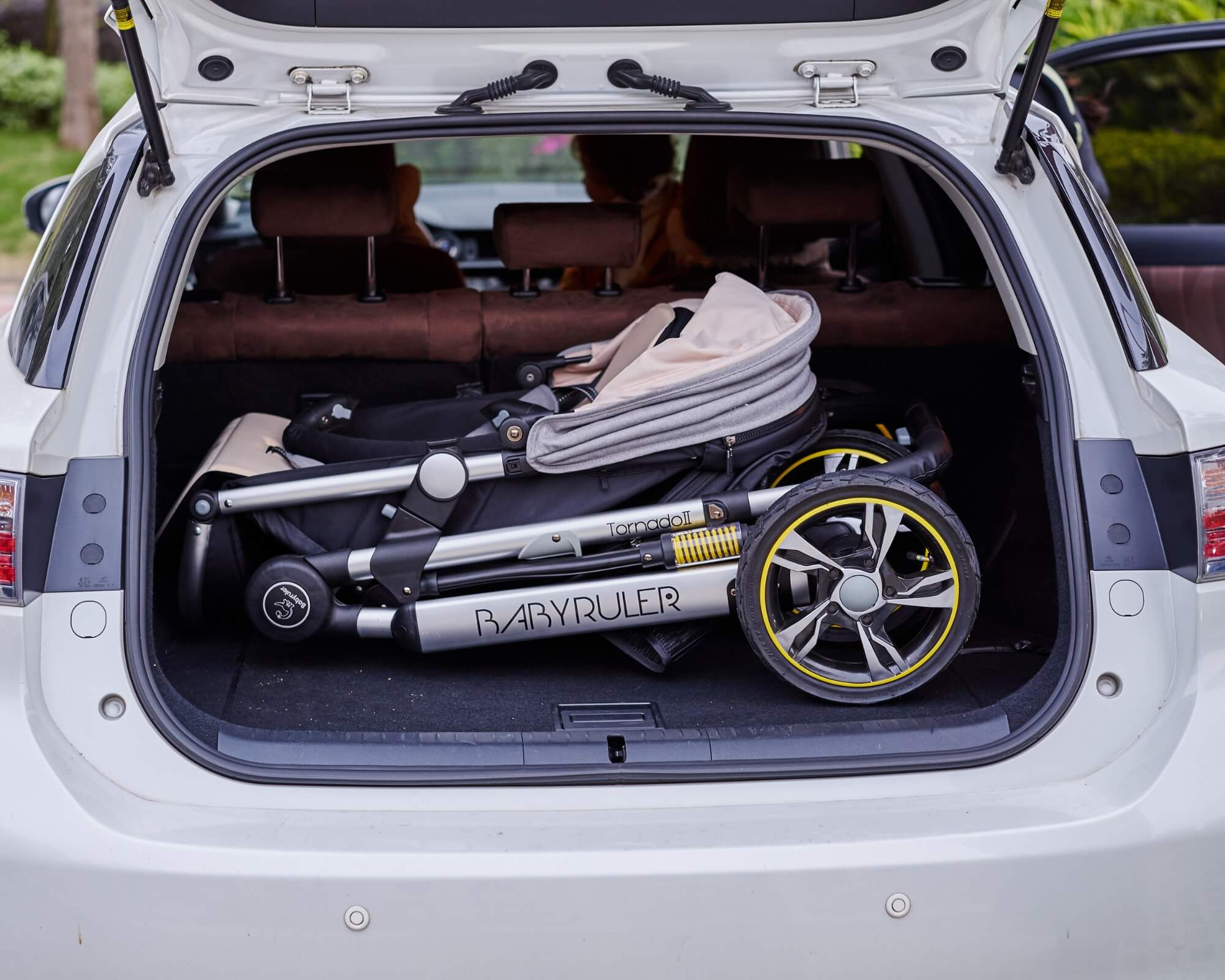 Three Wheels High Landscape Baby Stroller-Black - Image 9