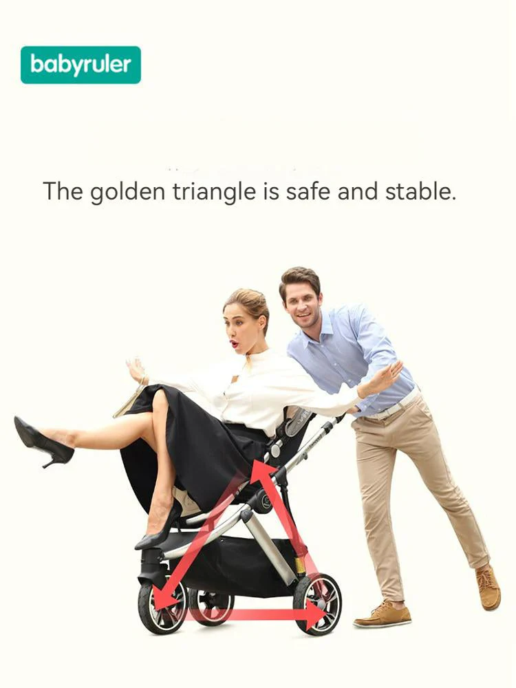 Three Wheels High Landscape Baby Stroller-Green (Promotion) - Image 17
