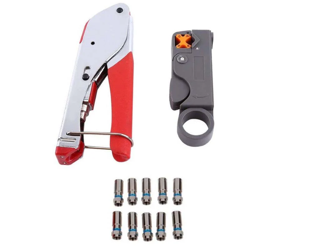 Tool Coax Rg59 Rg6 F Connector Fitting Crimper Cable Kit - Image 11
