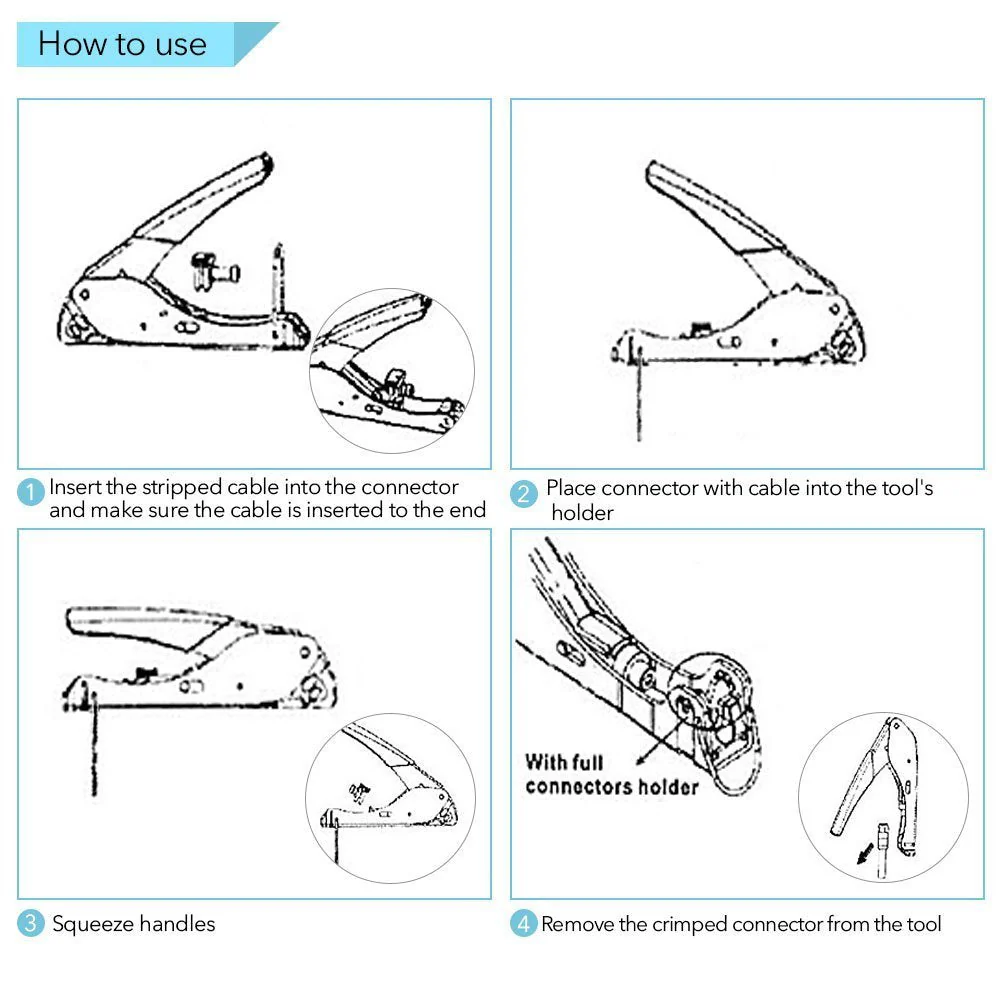 Tool Coax Rg59 Rg6 F Connector Fitting Crimper Cable Kit - Image 8