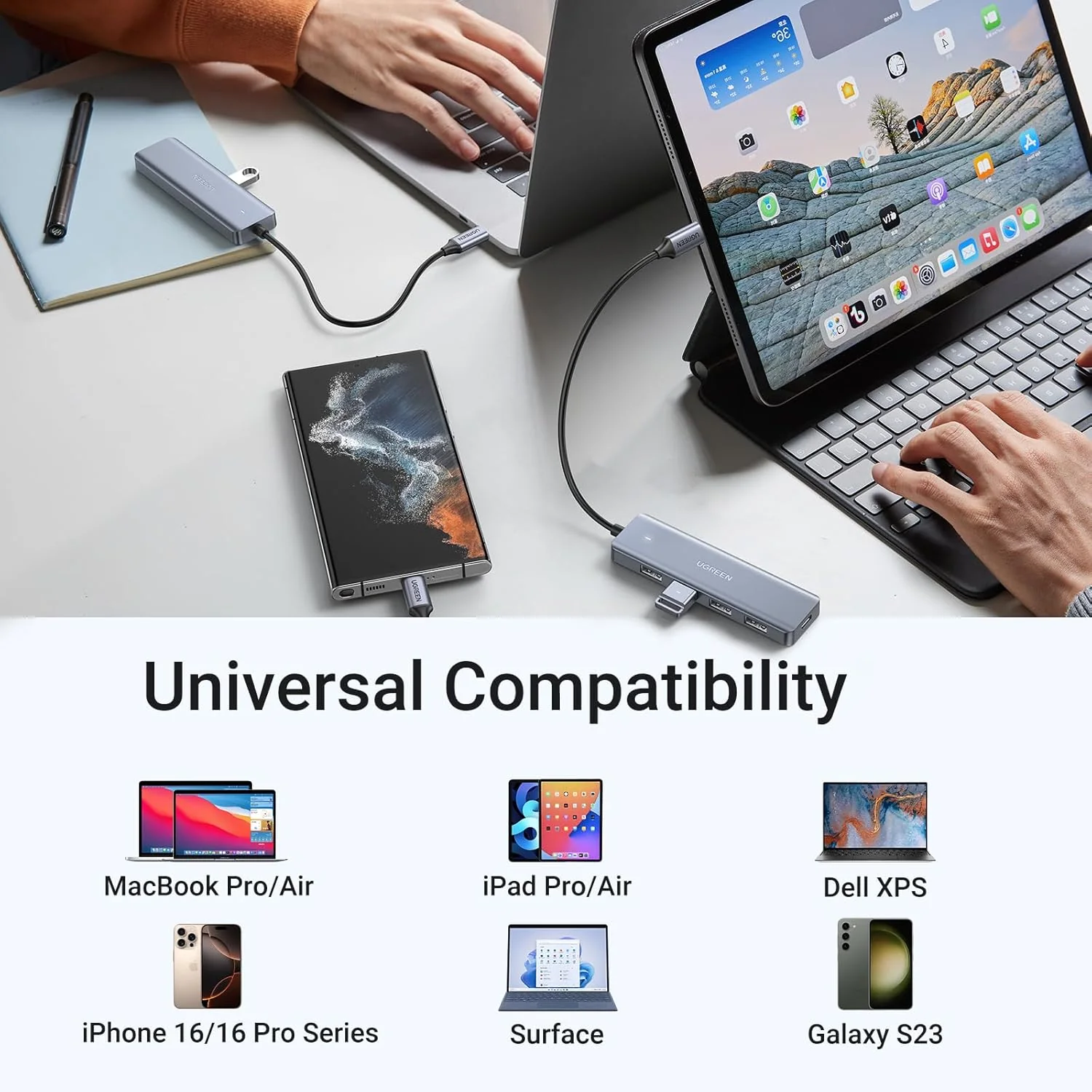UGREEN USB C Hub 4 Ports USB Type C To USB 3.0 Hub - Image 4
