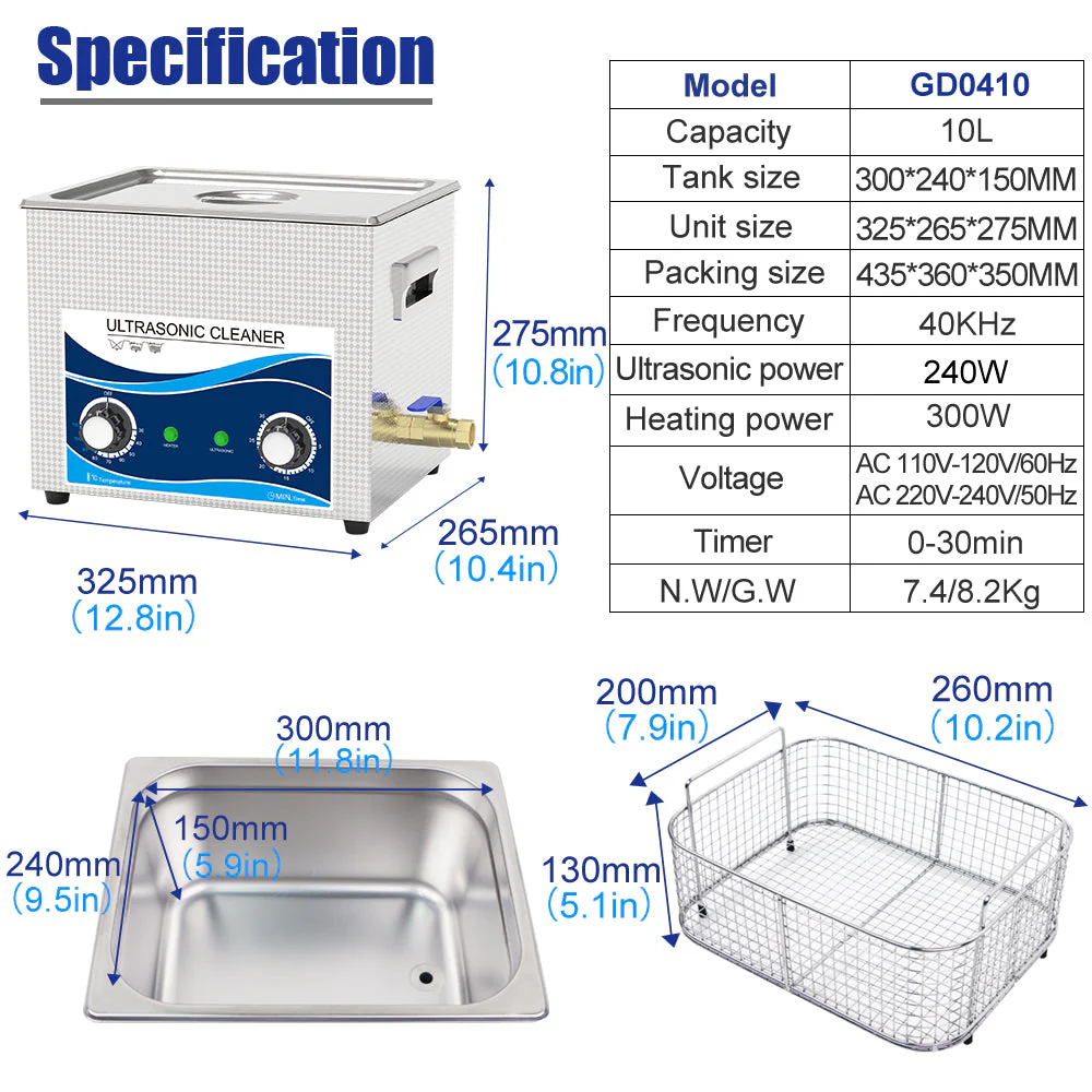 Ultrasonic Cleaner 10L Heated Ultrasonic - Image 3