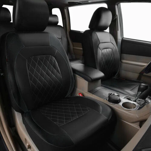 Universal Fit Faux Leather Full Set Black Automotive Seat Covers fits - Image 2