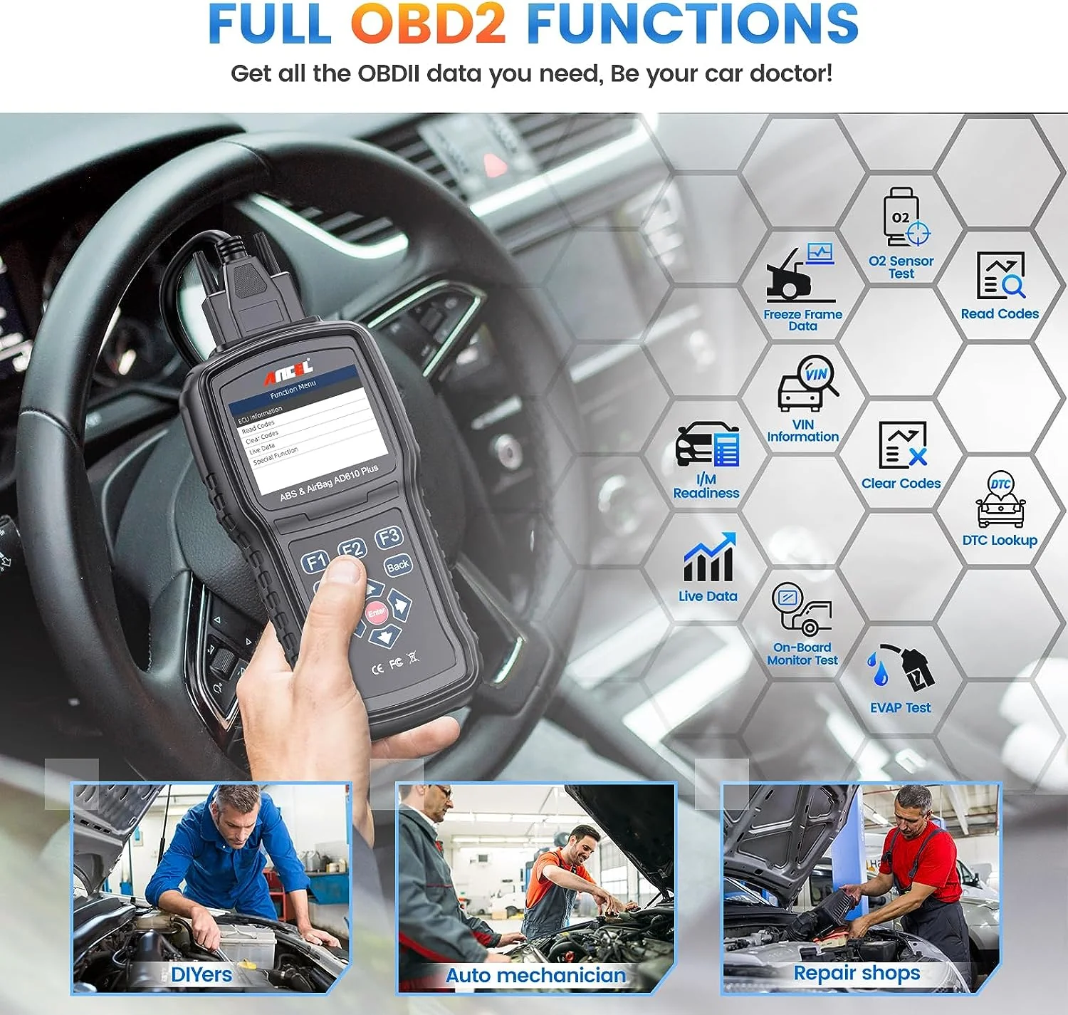 Universal OBDII OBD2 Scanner Car Engine Fault Code Reader Diagnostic Tool ANCEL AD610 - Image 10