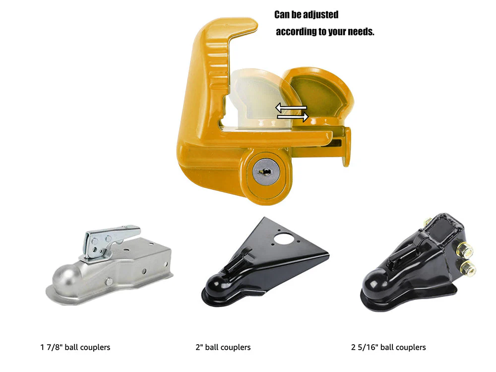 Universal Trailer Hitch Coupler Lock - Yellow - Image 7