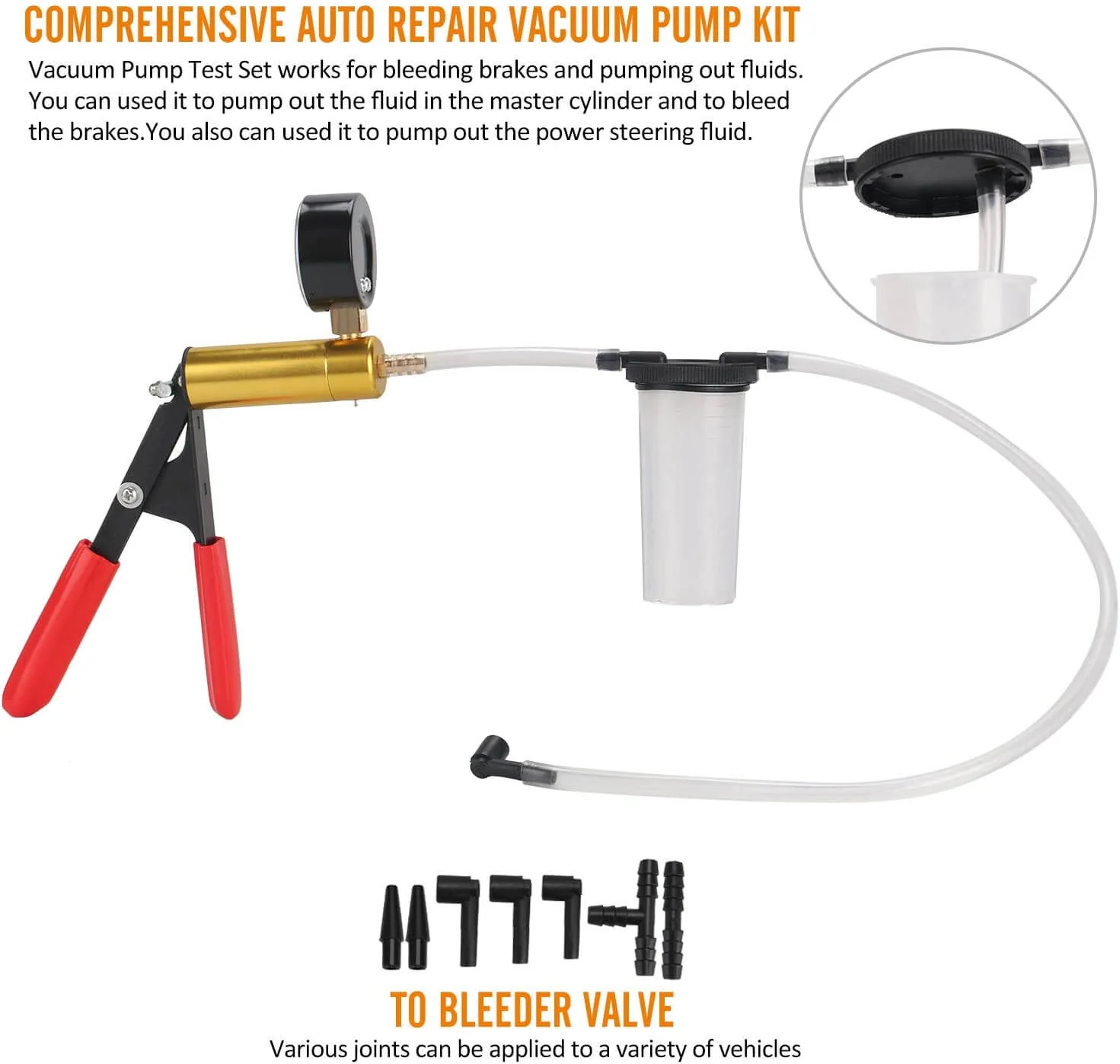 Universal Vacuum Pump Kit, Brake Bleeder Kit - Image 6
