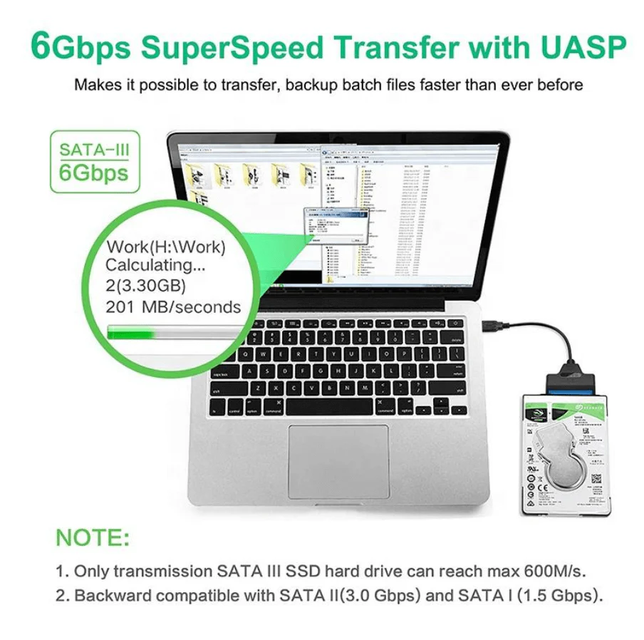 USB 3.0 to SATA Adapter Cable 2.5 Inch 5Gbps 22 Pin - Image 6