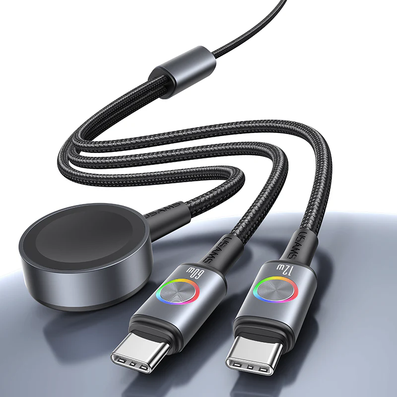 USB-C to 2x USB-C Fast Charging Cable + Apple Watch Wireless Charger - Image 3