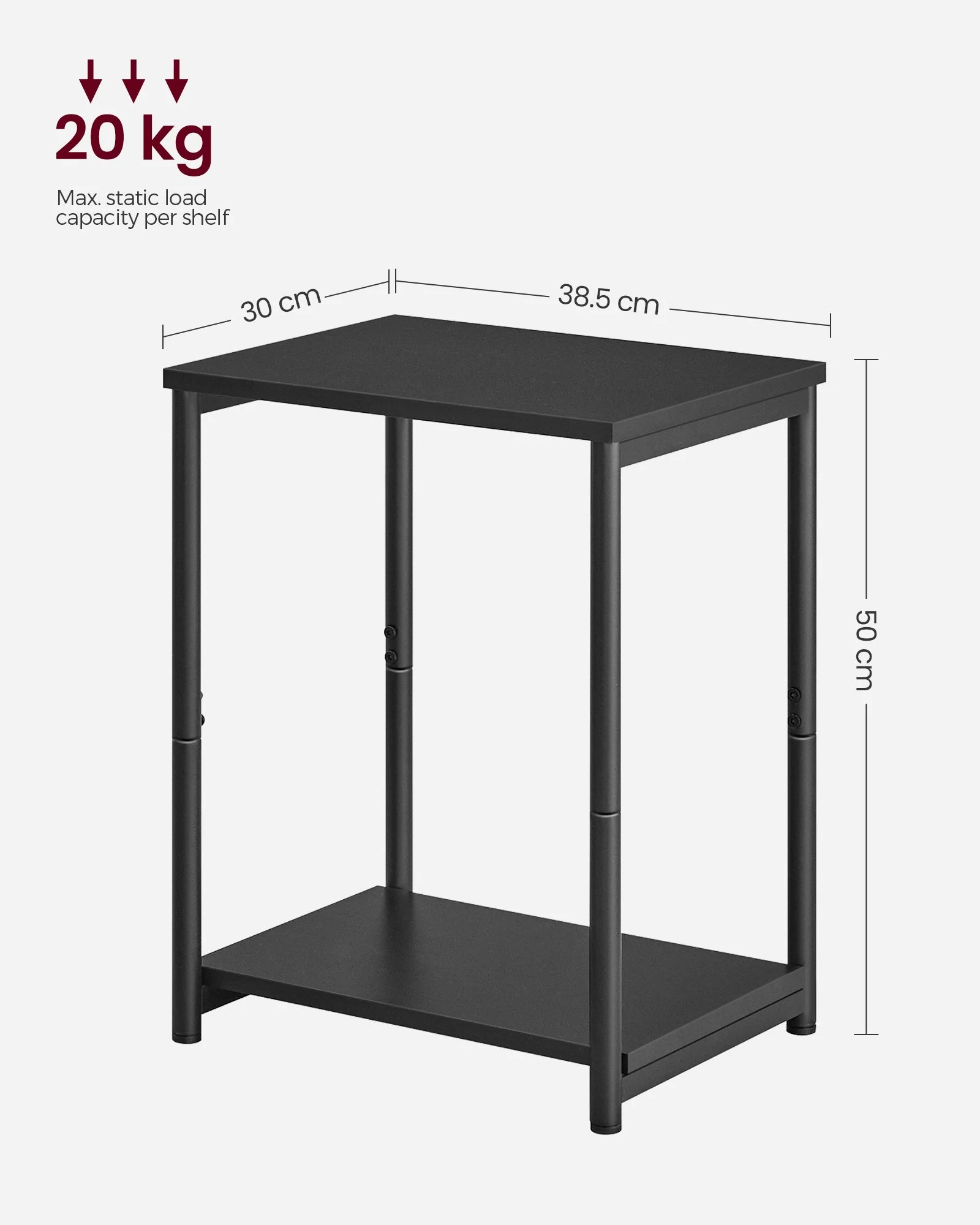 VASAGLE Bed Side Tables End Table (Black) - Image 5