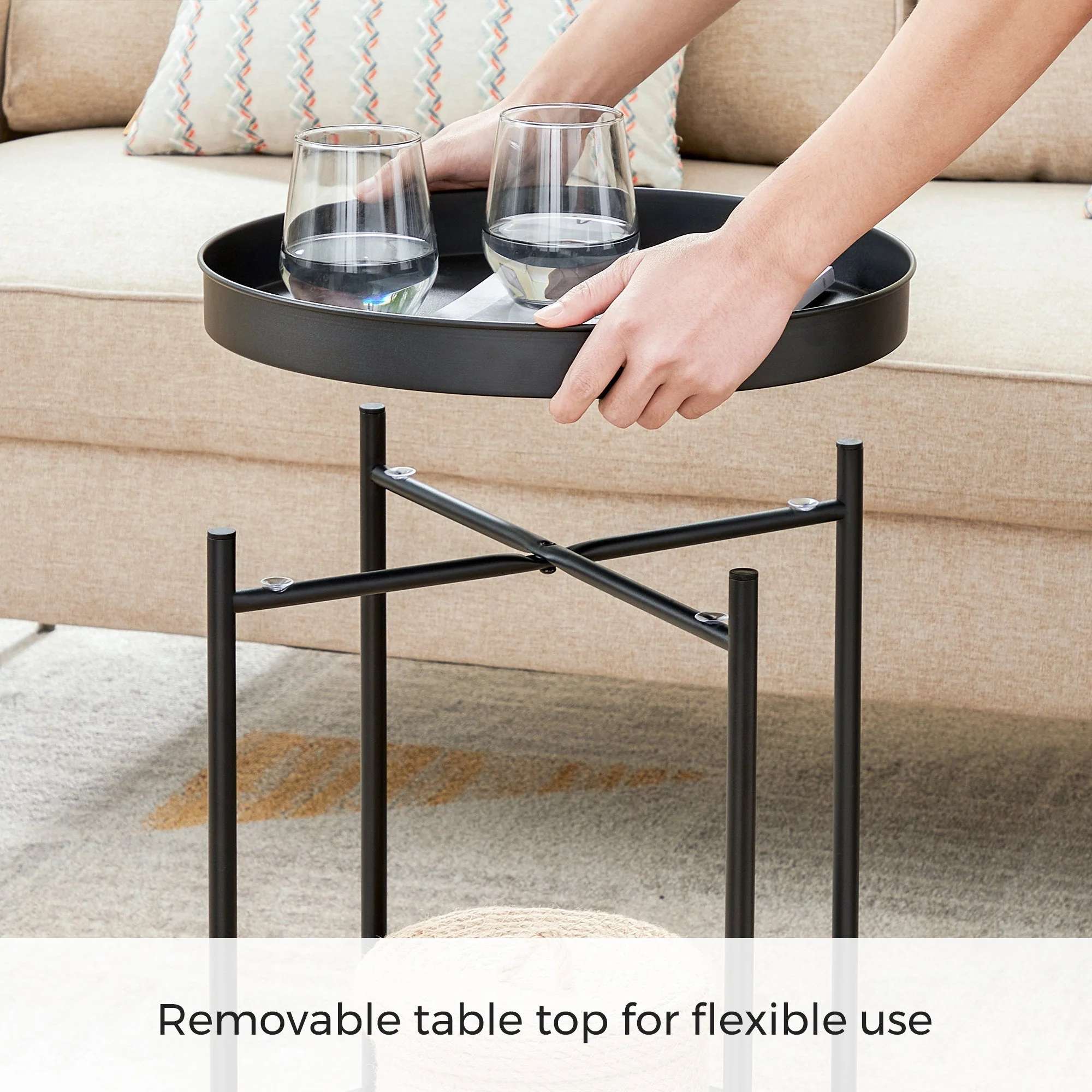 VASAGLE Bed Side Tables End Table Black - Image 6