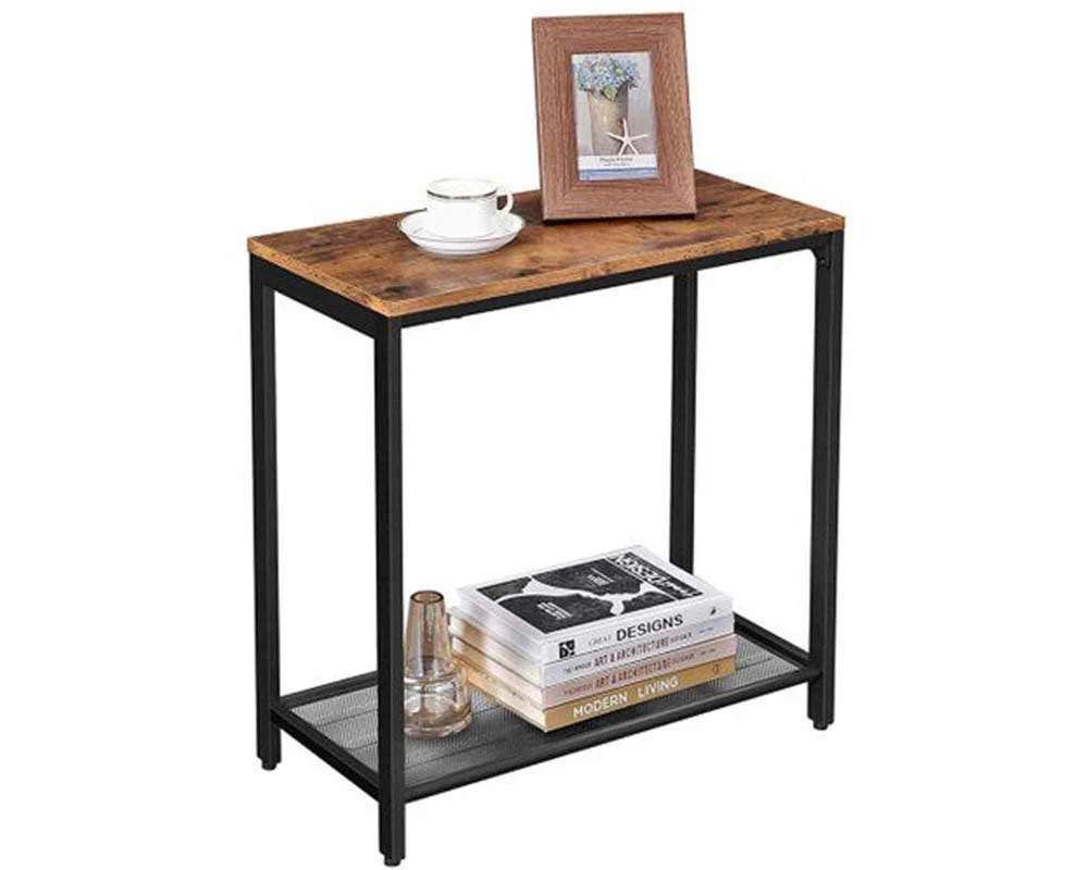 VASAGLE Brown End Table with Mesh Shelf - Image 6