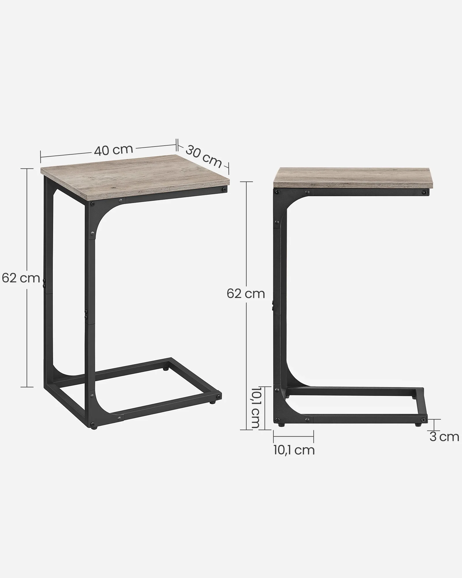 Vasagle C-Shaped End Table Bedside Laptop Table - Greige - Image 11
