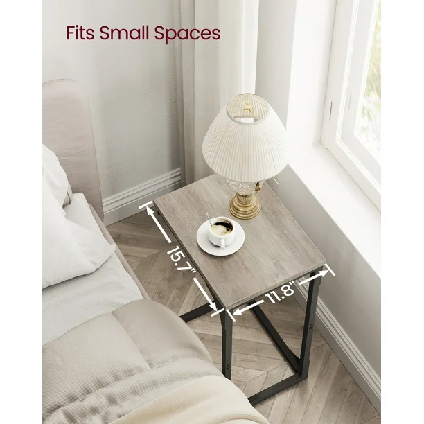 Vasagle C-Shaped End Table Bedside Laptop Table - Greige - Image 5