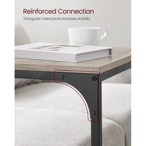 Vasagle C-Shaped End Table Bedside Laptop Table - Greige - Image 6