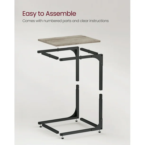 Vasagle C-Shaped End Table Bedside Laptop Table - Greige - Image 8