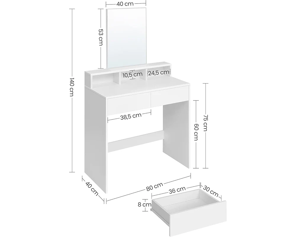 VASAGLE Dressing Table With Mirror - Image 6